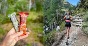 Vegan protein bars - Ida is running in trail, along mountain