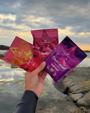 Vegan sportsdrink from Moovalley - Our 3 diffrent flavores - Lingonberries, Black currant and Red apple