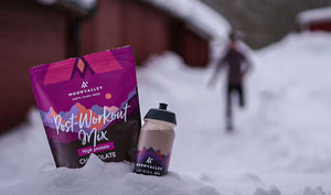 Moonvalley vegan post-workout protein mix chocolate powder, easy to mix and drink hot or cold.