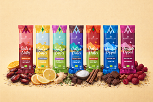 Moonvalley vegan bars, there is vegan energibars, vegan proteinbars - all witohout gluten, and nuts. No artificial additives, only sweetend with rice syrap and date paste. And protein source is pea protein