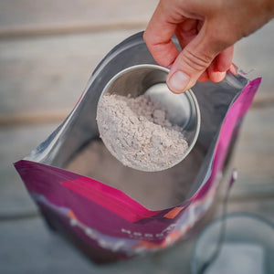 Moonvalley Post-Workout Mix Chocolate plant-based protein powder, easy to mix for a hot or cold recovery shake.