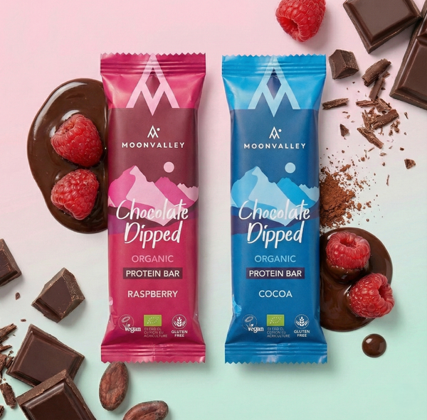 Barre protéinée biologique enrobée de chocolat, pack de 18