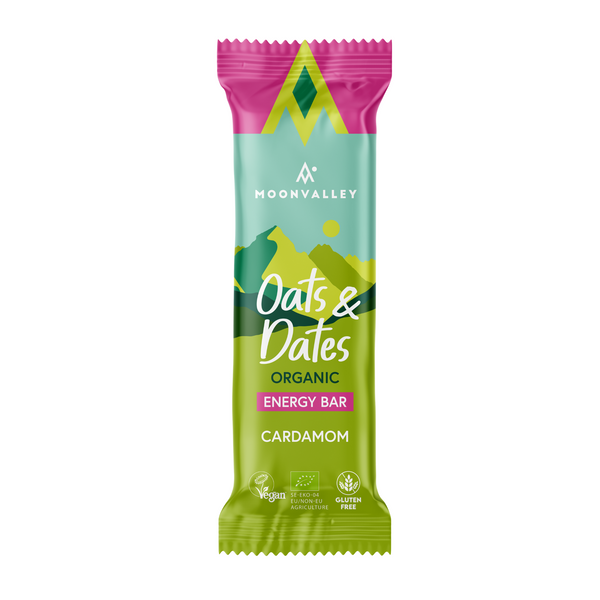 A single Moonvalley Cardamom energy bar.