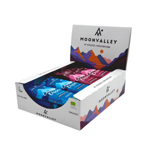 Display box containing 12-pack of assorted Chocolate-Dipped protein bars.