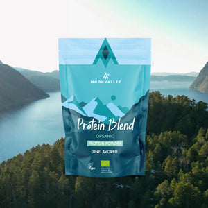 750g bag of Moonvalley Organic Vegan Protein Blend, unflavoured.