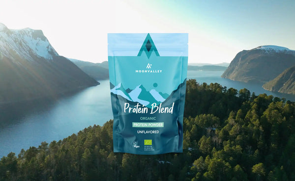 750g bag of Moonvalley Organic Vegan Protein Blend, unflavoured.