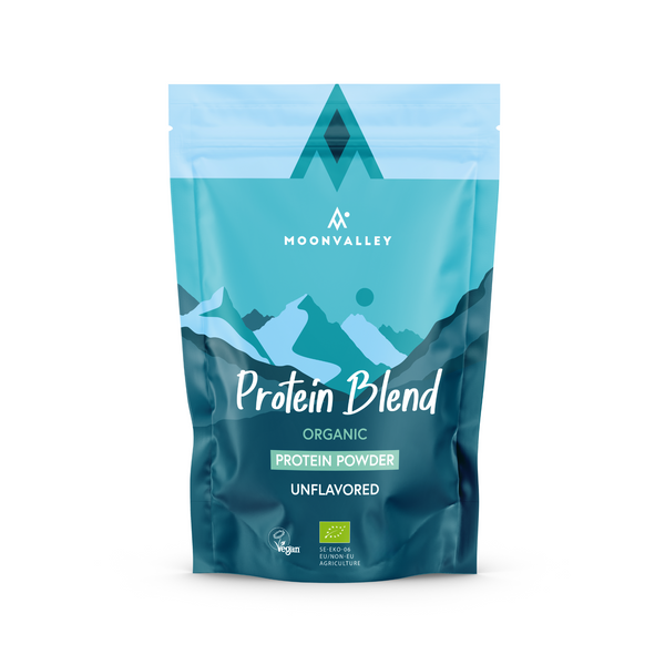 750g bag of Moonvalley Organic Vegan Protein Blend, unflavoured.