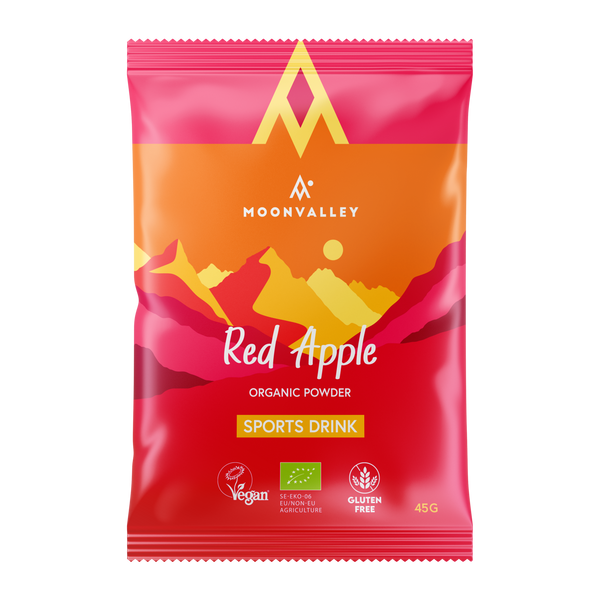 Moonvalley organic sports drink with red apple, 12-pack.
